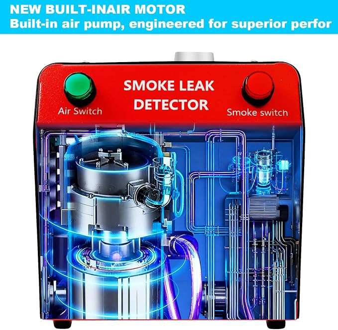 Automotive Smoke Machine, Red | Built-in Air Pump, Pressure Gauge, Professional Smoke Leak Detector, For Vacuum, Fuel, EVAP and Other Cars System