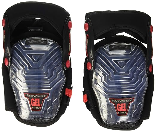 McGuire-Nicholas 30511-1 Pro Hinge Floor Walker Gel Gripper Protective Work Knee Pads, Non-Marring Knee Pads for Flooring, Construction, Painting, Welding, Plumbing Black/Clear