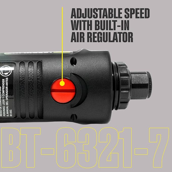 BT 6321-7 1/4" Extra Long Straight Air Die Grinder – Professional-Grade Heavy-Duty Pneumatic Grinder with Variable Speed Control for Precision Grinding, Polishing & Sanding