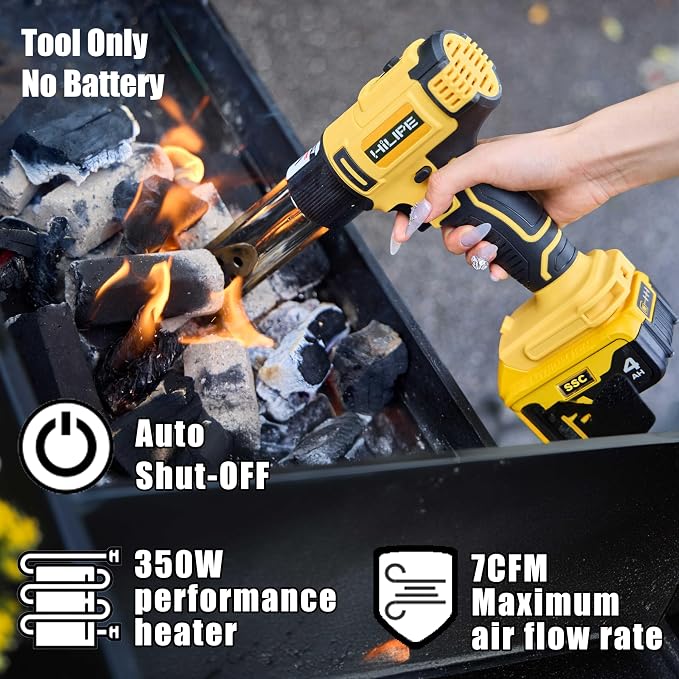 Cordless Heat Gun 20v Max for DeWALT Battery,Cordless Hot Air Gun with LCD Digital Display,2-Temp Setting Max 1022°F,for Shrink Wrapping, Tube Bending(Tool Only, NO Battery)