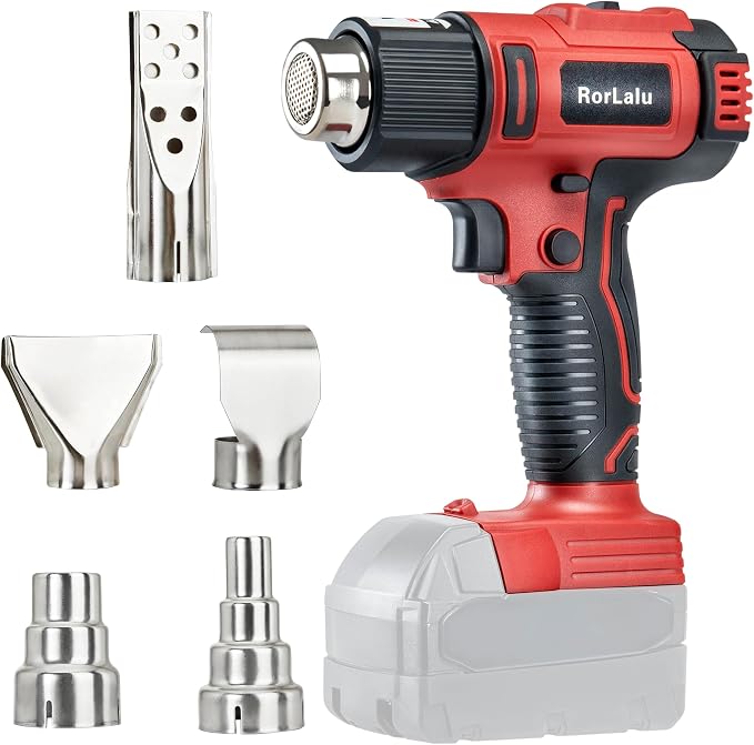 Cordless Heat Gun,350W Hot Air Gun,Variable Temp 572°F(300°C)-1022°F(550°C) & 2 Speed, Compatible with Milwaukee Battery, for Shrink Wrapping, Welding, Paint Stripping(Battery Not Included)