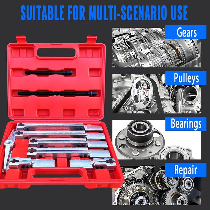 3 in 1 Gear Puller Set,9pcs 2 Jaw Bearing Flywheel Puller Kit with Reversible Jaws,Cr-V Steel Heavy Duty Pulley Puller Tool for Pulley Gear Bearing Flywheel Removal.