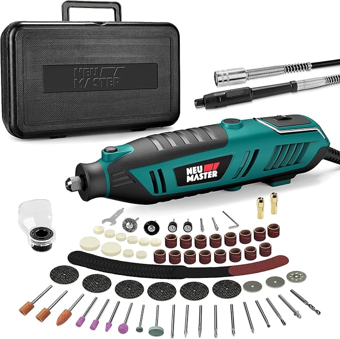 NEU MASTER 180W Rotary Tool Kit with 160 Accessories, 6-Speed Corded Rotary Tool Set 10000-35000 RPM with Flex Shaft, Electric Engraving Tool for Grinding Sanding Carving Polishing Drilling DIY