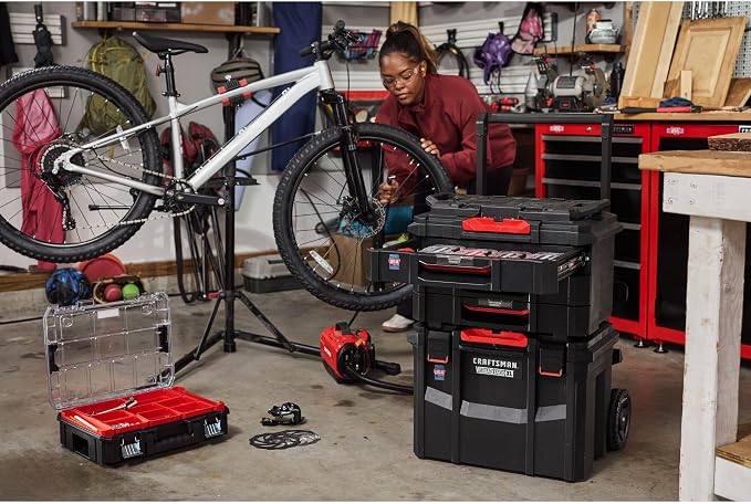 CRAFTSMAN VERSASTACK XL Tool Box with Wheels, Waterproof, Stackable System, Portable Rolling Storage for Indoor/Outdoor Use, 22.5 Inch (CMST21445)