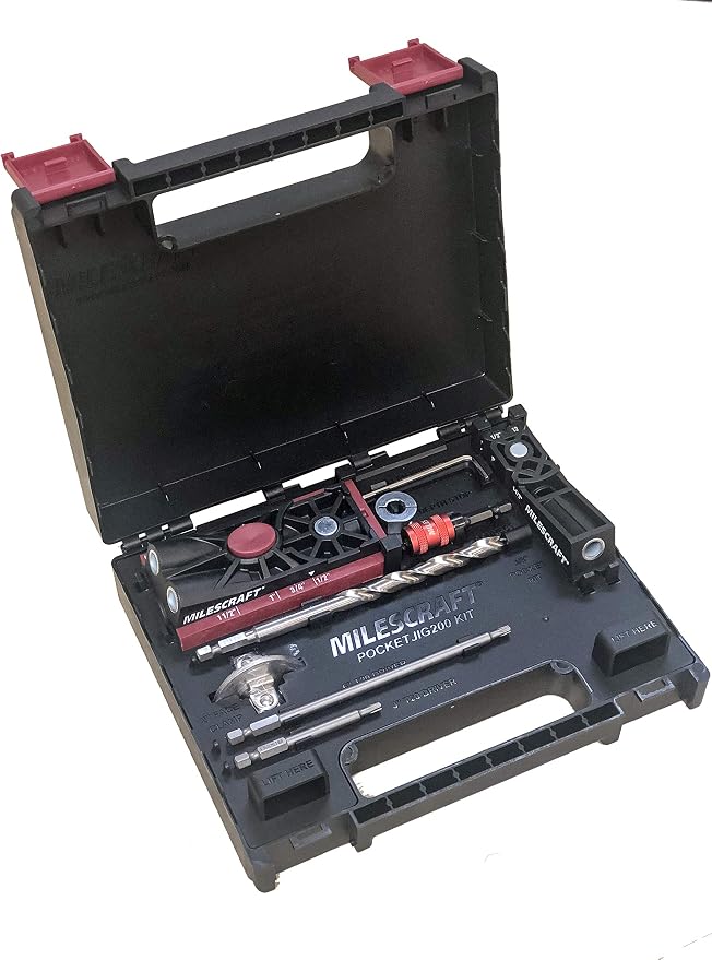 Milescraft Pocket Jig 200XCJ - Woodworking Tool Bundle with Double Barrel & Single Barrel Pocket Hole Jigs, 2" Face Clamp, Accessories