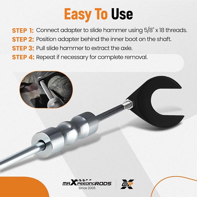 maXpeedingrods Inner CV Axle Removal Tool 48mm with Nut for Ford Taurus & Mercury Sable, Front Wheel Drive Axle Pulley Attachment for Slide Hammers with 5/8"-18 Threads, CV Joint Axle Removing Tool