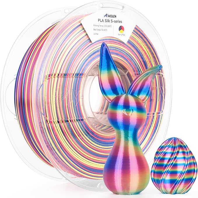 AMOLEN Silk PLA 3D Printer Filament, Shiny Multicolor Rainbow PLA Filament 1.75mm, Fast Color Change PLA 3D Printing Filament for Most FDM 3D Printer, 1kg (2.2lbs), Blue Pink Gold
