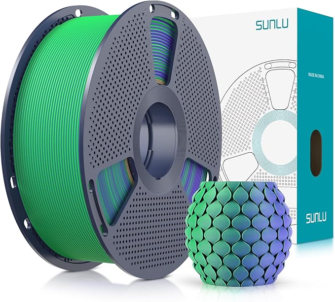 SUNLU Dual Color Matte PLA Filament 1.75mm, Matte 3D Printer PLA Filament, PLA Filament 1kg Spool (2.2lbs), Dimensional Accuracy +/- 0.02mm, Purple Green