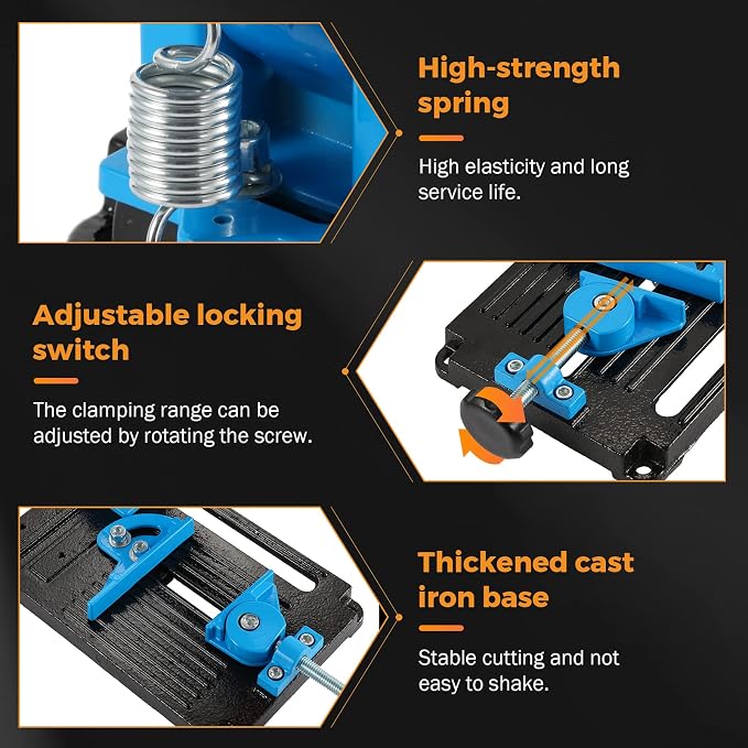 BEAMNOVA Angle Grinder Stand, 45° Adjustable Cutting Tool Holder, Aluminum Fixed Stand for Metal/Wood Cutting, Safety Shield & Spring Loaded for DIYers & Contractors