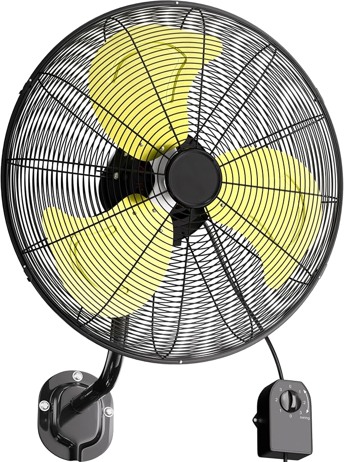 Uthfy 20 Inch Wall Mount Fan, High Velocity 7200 CFM Industrial Oscillating Fan, 3-Speed Heavy Duty Commercial Wall Fan for Indoor, Outdoor, Garage, Warehouse, Gym & Workshop, ETL Listed