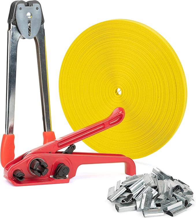 Poly Strapping Tensioner & Cutter Manual Banding Tools Windlass for 1/2" -3/4" Width Polyester Polyproplyn Strap Kit