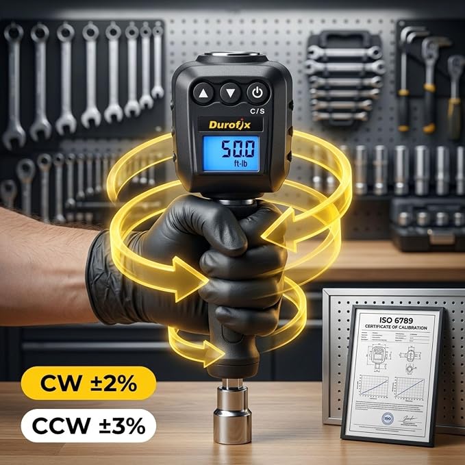 Durofix RM602-4A (25 to 250 ft-lbs.) Digital Torque Adapter with Buzzer and LED Flash Notification – ISO 6789 Standards with Certificate of Calibration