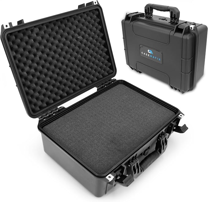 CASEMATIX 18" Waterproof Hard Case with Customizable Foam for Portable Electronics, Tools and Accessories - Hard Shell Plastic Case with Pre-Diced Travel Case Foam Interior