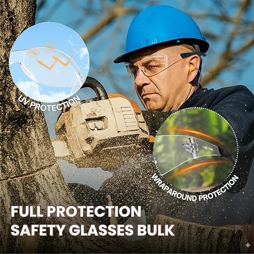 Clear Safety Glasses 80 PACK,ANSI Z87.1 Safety Glasses Bulk, Universal Fit,Impact and Scratch-Resistant Clear Eye Protection for men, Lab,Construction,Shooting Range,Woodworking,Outdoor