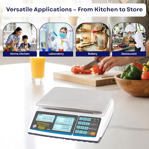 Aquos Digital Kitchen Scale Class III Legal for Trade Price Computing Scales Food & Retail Scale with LCD Backlit Display Tare Function & Stainless Steel Platform (Base, 30Lbs)