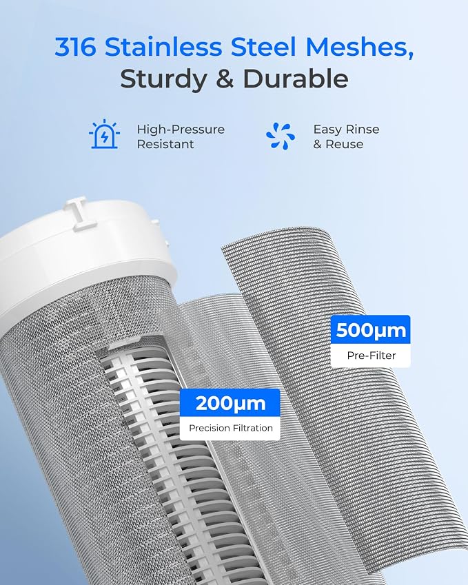 Waterdrop Spin Down Sediment Filter Replacement Cartridge, 500 Micron+200 Micron, Replacement for WD-BG103
