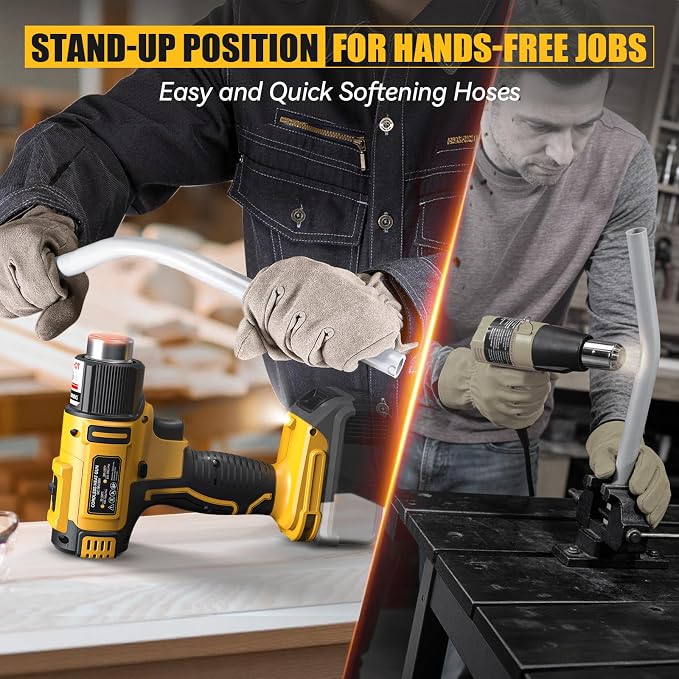 LIVOWALNY Cordless Heat Gun Compatible with Dewalt 20v Battery (Tool Only), 350W 122℉-1022℉ Fast Heating Soldering Hot Air Gun with LCD Digital Display for Shrink Tubing, PVC Wrap, Craft, Epoxy Resin