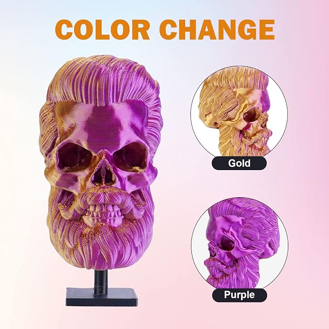 ERYONE Silk Dual Color PLA Filament 3D Printer 1.75mm +/- 0.03mm, Bicolor Filament Two Tone PLA 1KG(2.2lbs) Cardboard Spool, Gold Purple