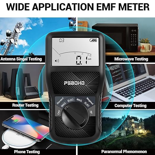 3-in-1 EMF Meter Detects Electric Field (EF), Radio Frequency Field (RF), Magnetic Field (MF) - for Home EMF Detector, Office, Outdoor and Ghost Hunting, Radiation Detector Meters