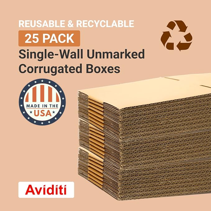 AVIDITI 26x6x6 Long Corrugated Boxes, Long, 26L x 6W x 6H, Pack of 25 | Shipping, Packaging, Moving, Storage Box for Home or Business, Strong Wholesale Bulk Boxes