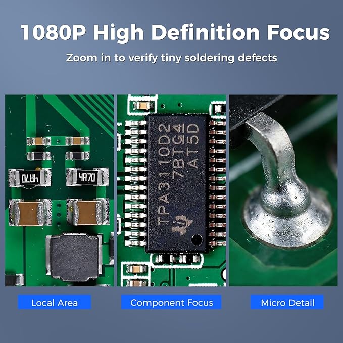 7" Digital Soldering Microscope with Remote for Electronics Repair, 1200X IPS Screen PCB Magnifier, 16M 1080P USB Output, 2 Gooseneck Side Lights for SMD Microsoldering (MK7)