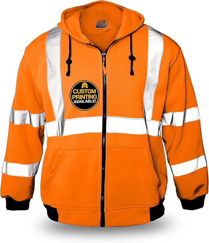 KwikSafety - Charlotte, NC - Men's Fleece Safety Hoodie | PPE Hi Vis Lightweight Reflective Jacket