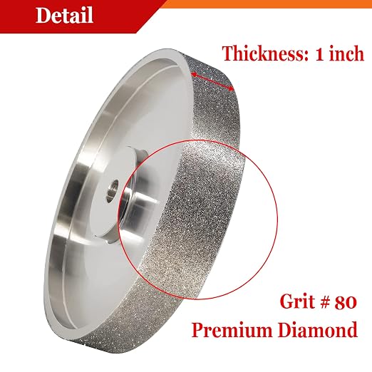 CBN Grinding Wheel, Dia 6" x 1" Wide with 1/2" Arbor, Diamond Grinding Wheel for Sharpening High Speed Steel, Grit 80