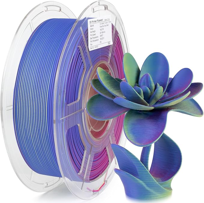 iSANMATE Matte Tri Color PLA Filament 1.75mm, 3-in-1 Color Coextrusion 3D Filament, Magic Color Change Filament 1.75mm,Dimensional Accuracy +/- 0.03 mm,1 KG Spool