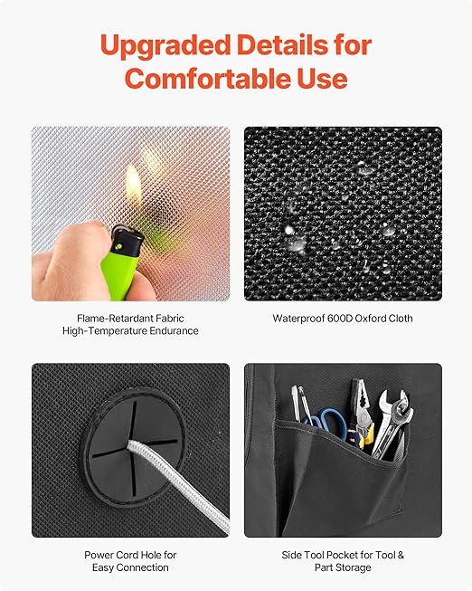 VEVOR 3D Printer Enclosure, Dustproof Waterproof Oxford Cloth 3D Printer Tent, Constant Temperature Protective Case with LED Lighting, Compatible with Creality/ELEGOO/Anycubic Multiple Popular Models