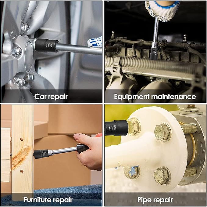 XEWEA Bolt Nut Extractor Set, 5PCS 1/2 Drive Easy Out Broken Wheel Tire Lug Nut Extraction/Remover Socket Set for Damaged, Frozen,Studs, Rounded Stripped Bolts & Nuts Screws