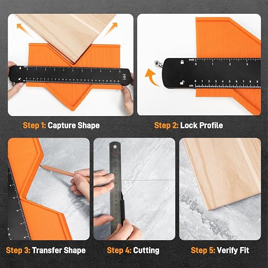 Teslong 10+6 Inch Contour Gauge with Lock, Fathers Day Dad Gifts from Daughter Son Wife, Precisely Copy Irregular Shape Contour Gauge Tool with Scale, Home Improvement Measuring Woodworking Tools