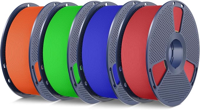 SUNLU 4KG 3D Printer Filament Bundle PLA Matte 1.75mm, Neatly Wound Filament with Matte Finish, Print with 99% FDM 3D Printers, 1kg Spool (2.2lbs), 4 Packs, Red+Klein Blue+Green+Orange