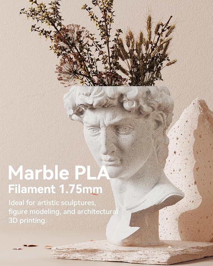 SUNLU High Speed Marble PLA Filament, 600mm/s High Speed PLA 3D Printer Filament, Natural Marble-Like Texture, Smooth Printing, 1kg (Light Cyan)