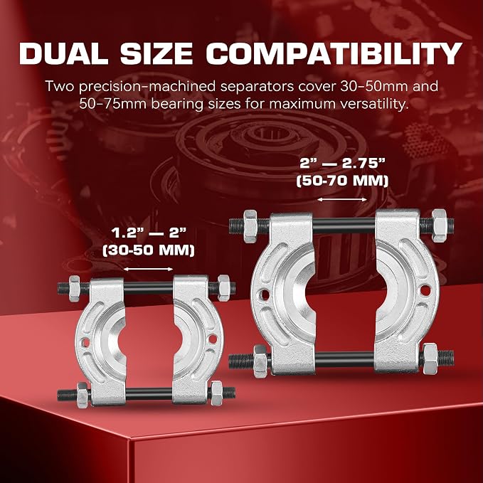 KOOPOOL Bearing Puller and Splitter Kit, Separator and Puller Set, Pinion Bearing Puller and Wheel Removal Tool, 5 Ton Capacity Bearing Separator with 2’’ and 3’’ Bearing Separator Jaws, 14Pcs
