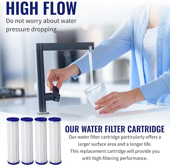 CFS – Whole House Water Filter Cartridges Compatible with EQ-304-20, EQ-PFC.35 Models – Removes Bad Taste and Odor – Replacement Filter Cartridge (4 Pack - Pleated Filter)