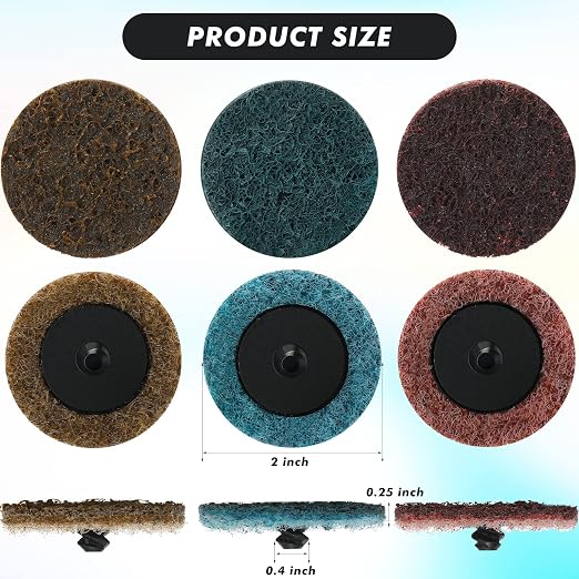 Macarrie 150 Pcs 2 Inch Surface Conditioning Sanding Discs Quick Change Fine Medium Coarse Sanding Pads Die Grinder Accessories for Surface Strip Grind Polish Burr Finish(Aluminum Oxide)