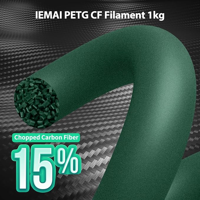 IEMAI Carbon Fiber PETG Filament 1.75mm Matte Army Green 1KG, PETG-CF 3D Printer Filament with Dimensional Stability & Low Warpage, High Stiffness, Heat Resistant, Easy Print