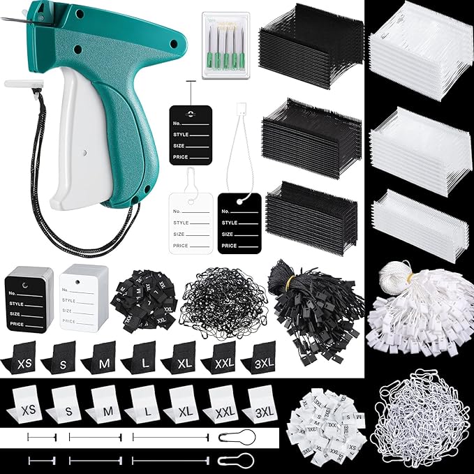 Chumia 3576 Pcs Tagging Guns for Clothes Labels Attacher Stitch Guns for Clothing with 3000 Barbs, 5 Needles and 100 Price Tags, Sewing Kit for Retail Stores, Garage Yard Sales(Black, White)