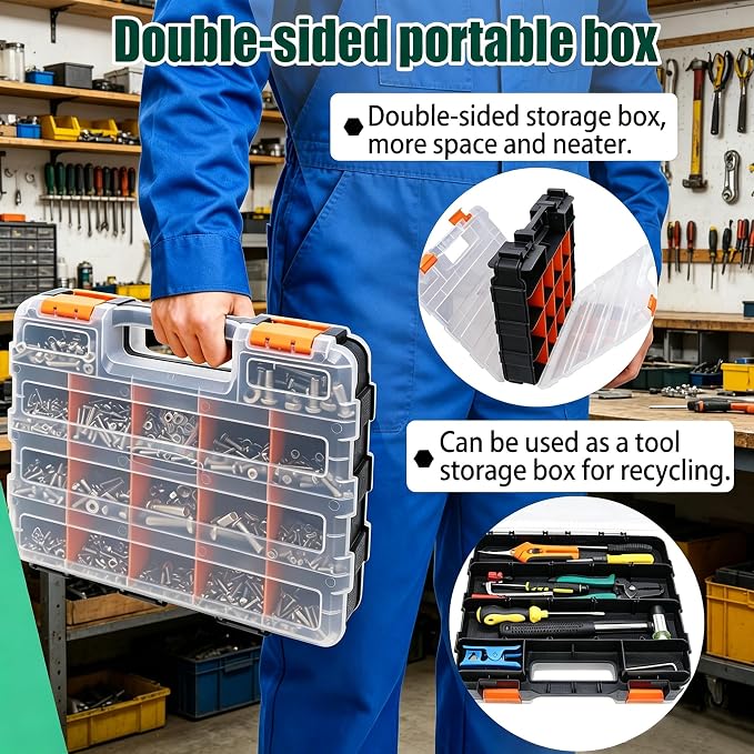 Twidec/2002PCS 304 Stainless Steel Hardware Assortment Kit,Metric & SAE Machine Screw Kit,Nuts And Bolts Assortment,Phillips Pan Head & Flat Head Screws And Washers with Double Sided Organizer Box