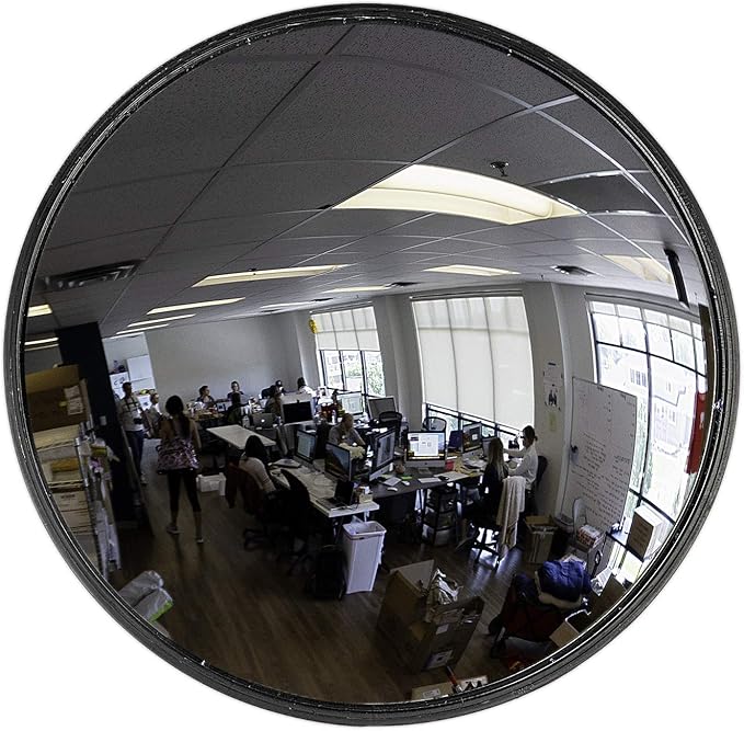26” Acrylic Scratch Resistant Outdoor Convex Mirror With Plastic Back, Outdoor Security Mirror for the Garage Blind Spot, Store Safety, Warehouse View, Circular Wall Mirror for Personal or Office Use