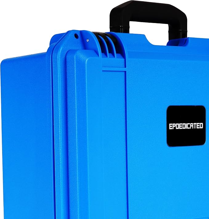 Waterproof Camera Hard Case, Shockproof & Dustproof with Custom Foam, Lockable Box for Drone, DSLR, Laptop, Tools 16.14"x13.19"x6.89" Blue