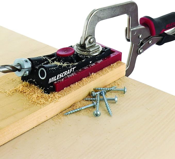 Milescraft Pocket Jig 200XCJ - Woodworking Tool Bundle with Double Barrel & Single Barrel Pocket Hole Jigs, 2" Face Clamp, Accessories
