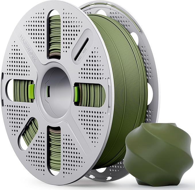 Matte Dark Green PLA Filament with Quick-Swap Reusable Spool 1kg (2.2lbs), 1.75mm 3D Printing Filament, Compatible with Bambu Lab 3D Printers