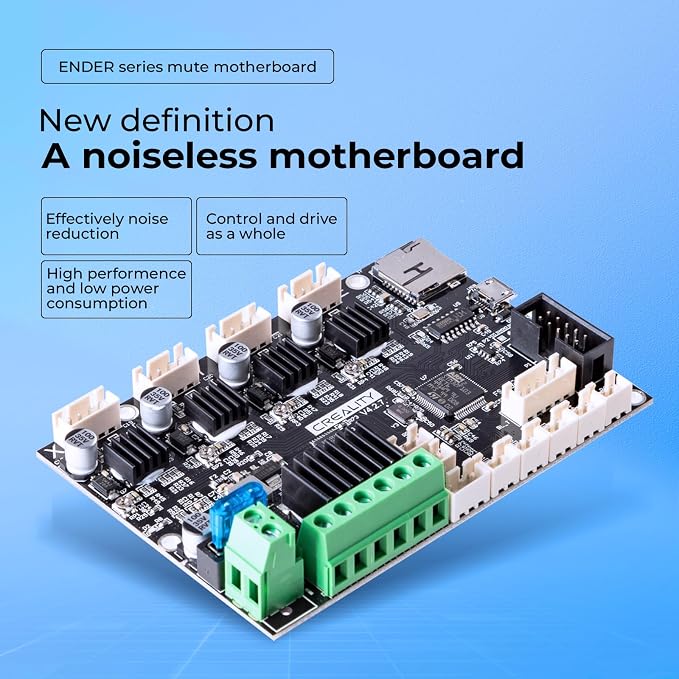 Creality Ender 3 Silent Motherboard, High Performance 32 Bit 3D Printer Noiseless Mother Board V4.2.7 with TMC2225 Driver Marlin for Ender 3, All-Round Heat Dissipation Assembly and Use Easily