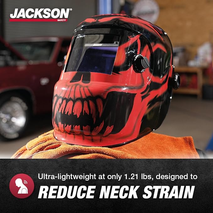 Jackson Safety Premium Graphic Welding Hood with ADF - Ultra Lightweight Auto Darkening Welding Helmet - ANSI Z87.1 (Multiple Styles)