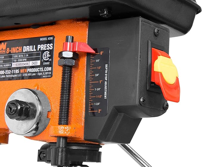 WEN 4206T 2.3-Amp 8-Inch 5-Speed Cast Iron Benchtop Drill Press & DPA423 3 in. Drill Press Vise