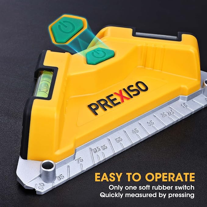 PREXISO Square Laser-65Ft Green Beam Floor Tile Laser Level & PREXISO Multi Surface Laser Level LED Light Vial, 30Ft Horizontal and Vertical Line Laser