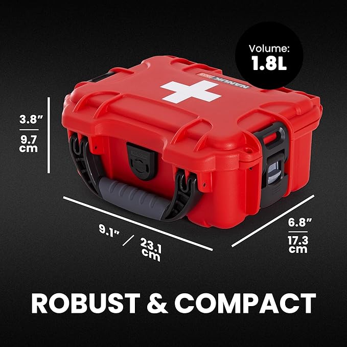 NANUK 903 Waterproof First Aid Box Empty – Durable, Medical First Aid Organizer Case, IP67-Rated, Dustproof, Impact-Resistant, and Floats (7.4" x 4.9" x 3.1") – Red | IP67 Waterproof and Dustproof, Impact-Resistant Nk-7 Resin, Interior 7.4 X 4.9 X 3.1 ...