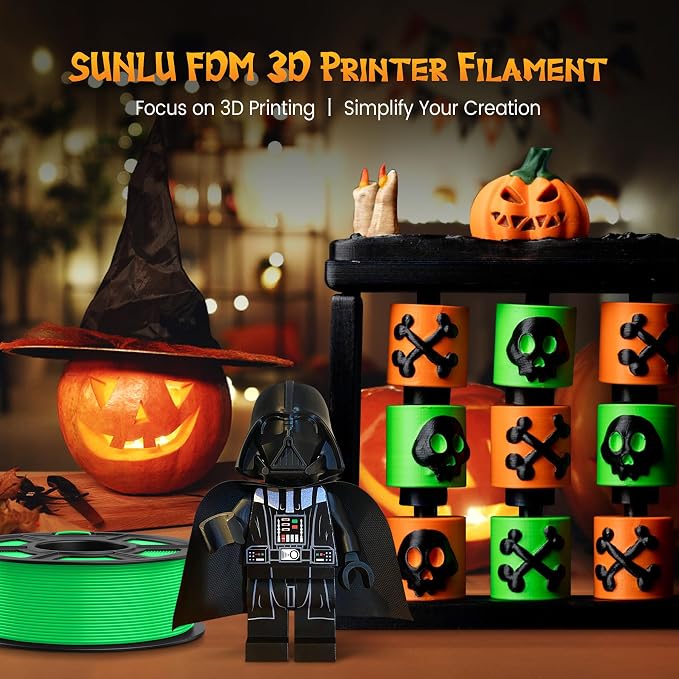SUNLU Fluorescent PLA 3D Printer Filament, PLA Filament 1.75mm, Brighter Color for Halloween Decoration, Neatly Wound Filament, Fit Most FDM 3D Printer, 1kg Spool, Fluorescent Orange