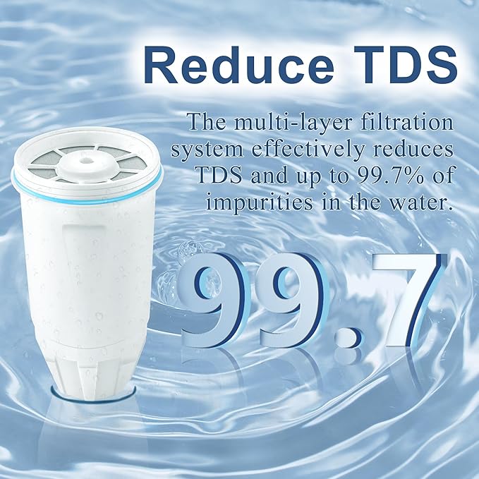 Water Filters Replacement for Z-ero Water Pitchers and Dispenser, 0 TDS Premium Filtration, Reduce Lead/Chromium/PFOA/PFOS - Improve Tap Water Taste (Pack of 2 by TOMOON)